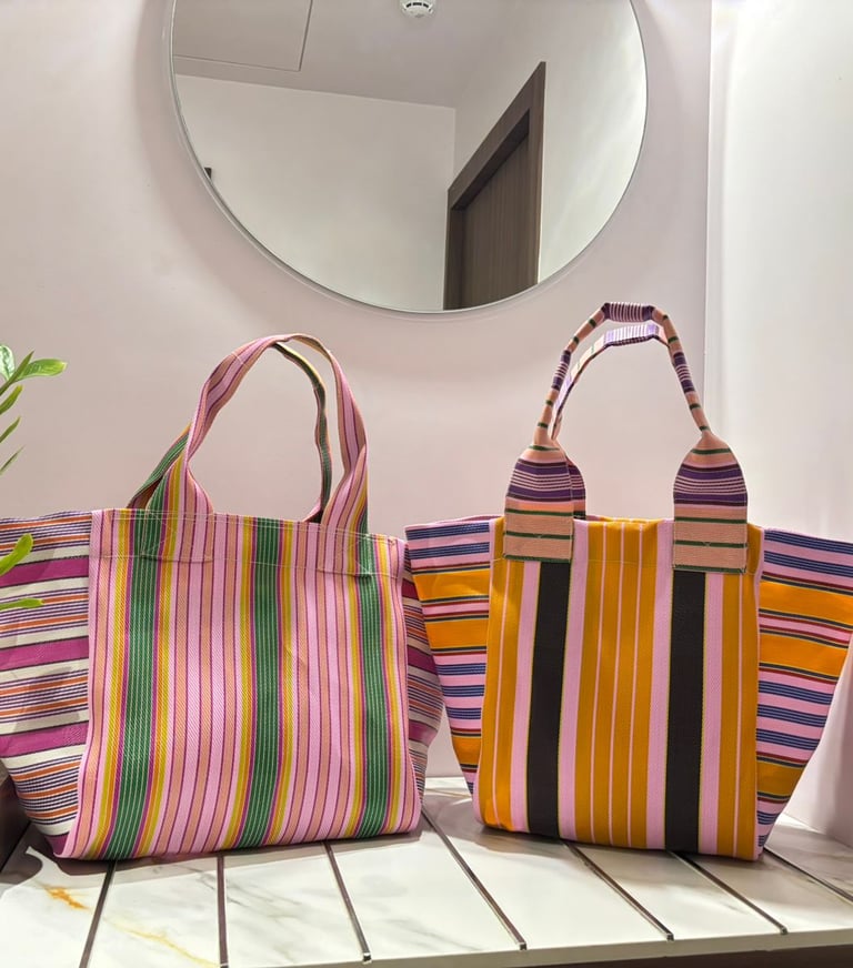 Handmade woven nylon recycled bags 
