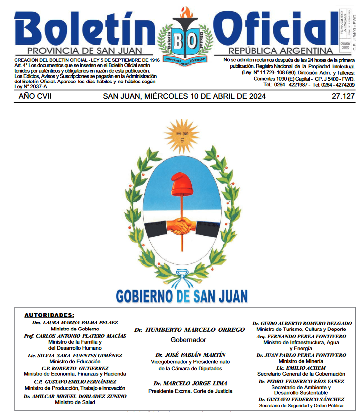 Publicar boletín oficial San Juan