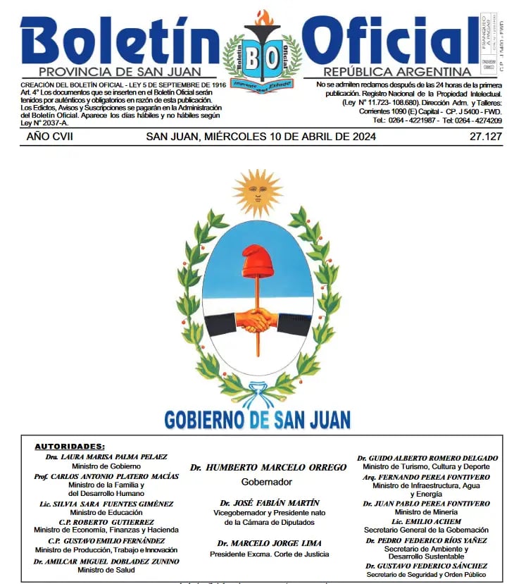 Publicar boletín oficial San Juan 2026