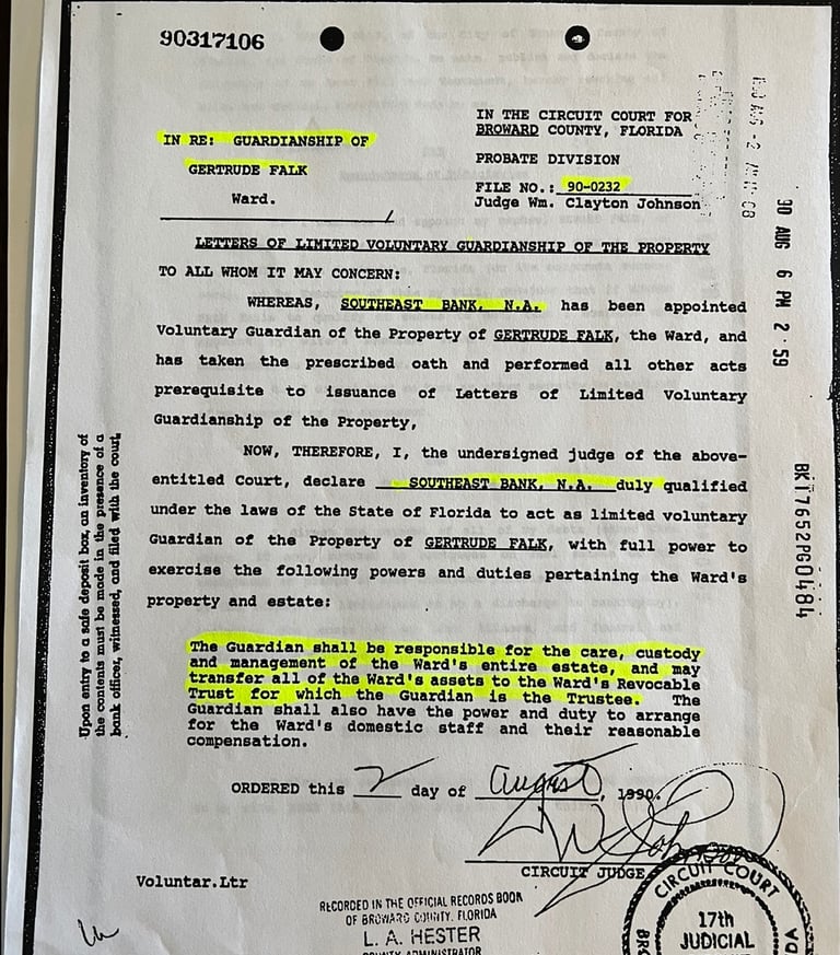 Temporary Guardianship of Gertrude Falk