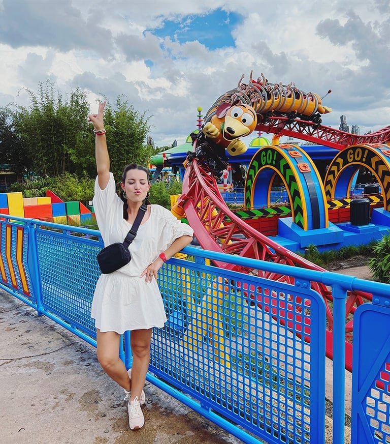 Jessica Henderson pictured in front of Slinky Dog Dash at Disney's Hollywood Studios® Park.