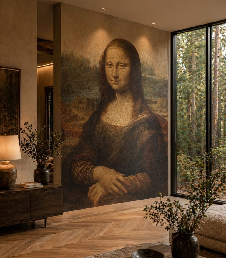 Wydruk UV Mona Lisa na ścianie