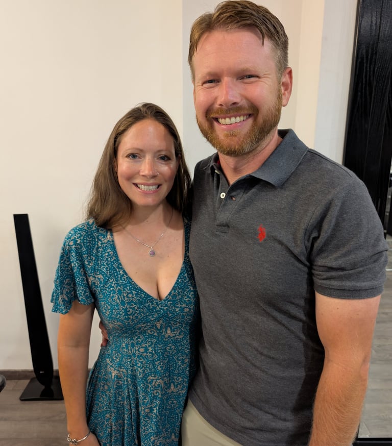 Don and samantha dressed up for dinner in Tbilis, Georgia