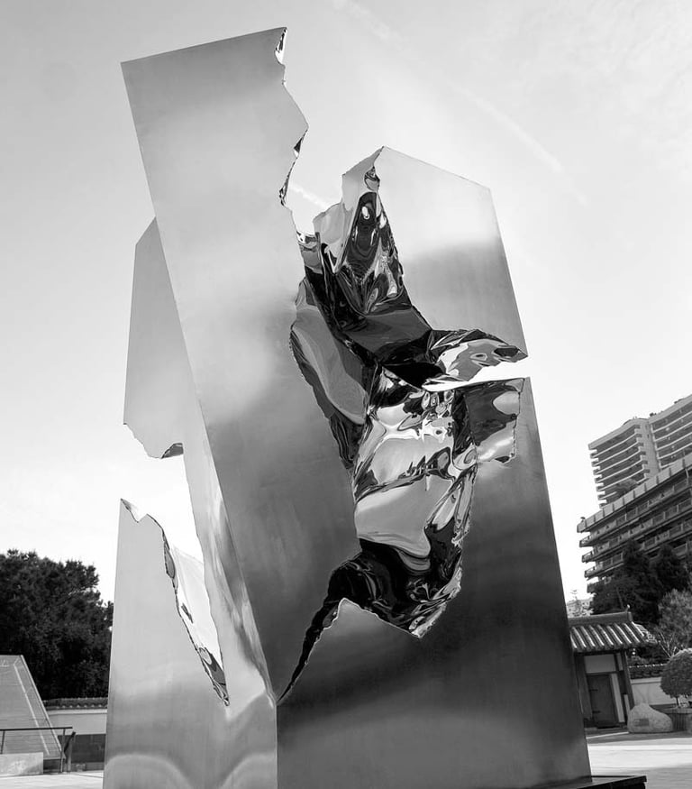 Séisme en noir et blanc, Sculpture de Patrice Racois