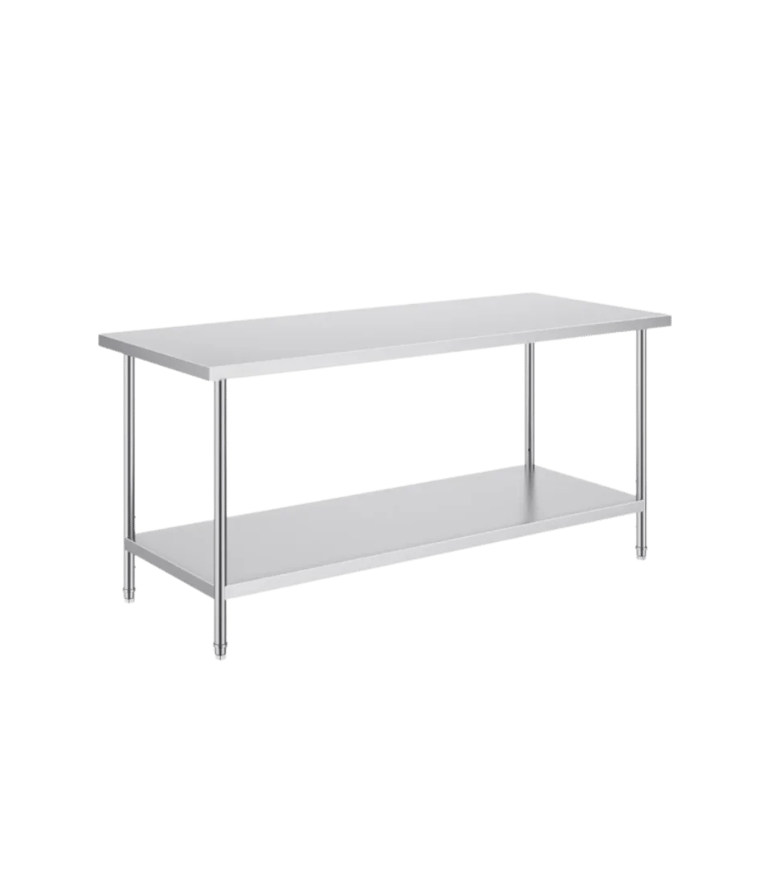 Stainless steel prep table from our light duty range featuring a solid under shelf and adjustable feet.