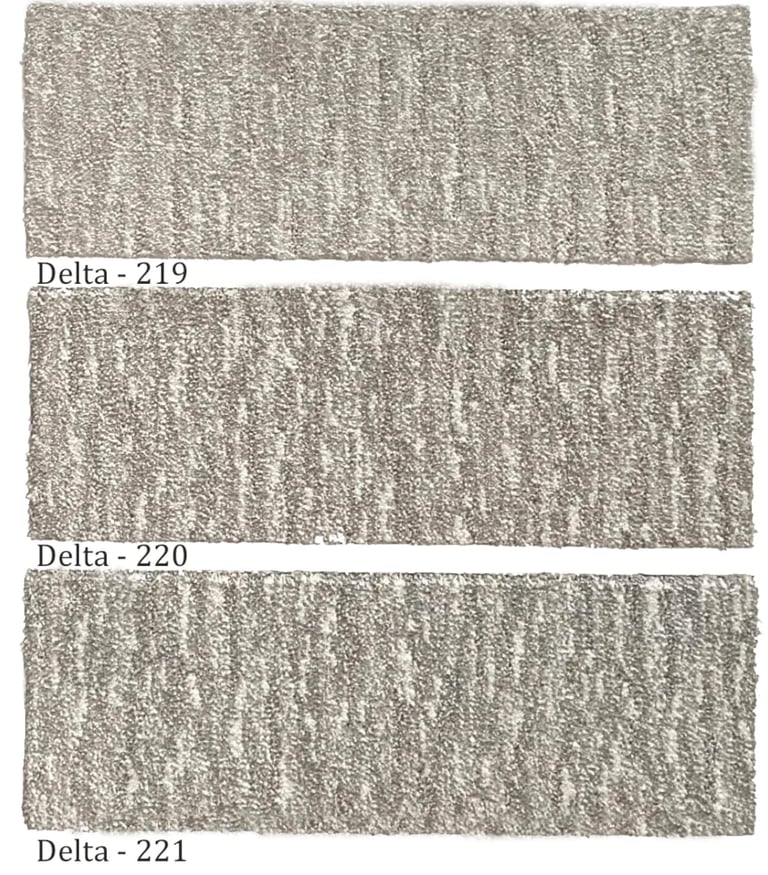 Delta luxury carpet collection - colors 219, 220, 221 shown in textured premium finish