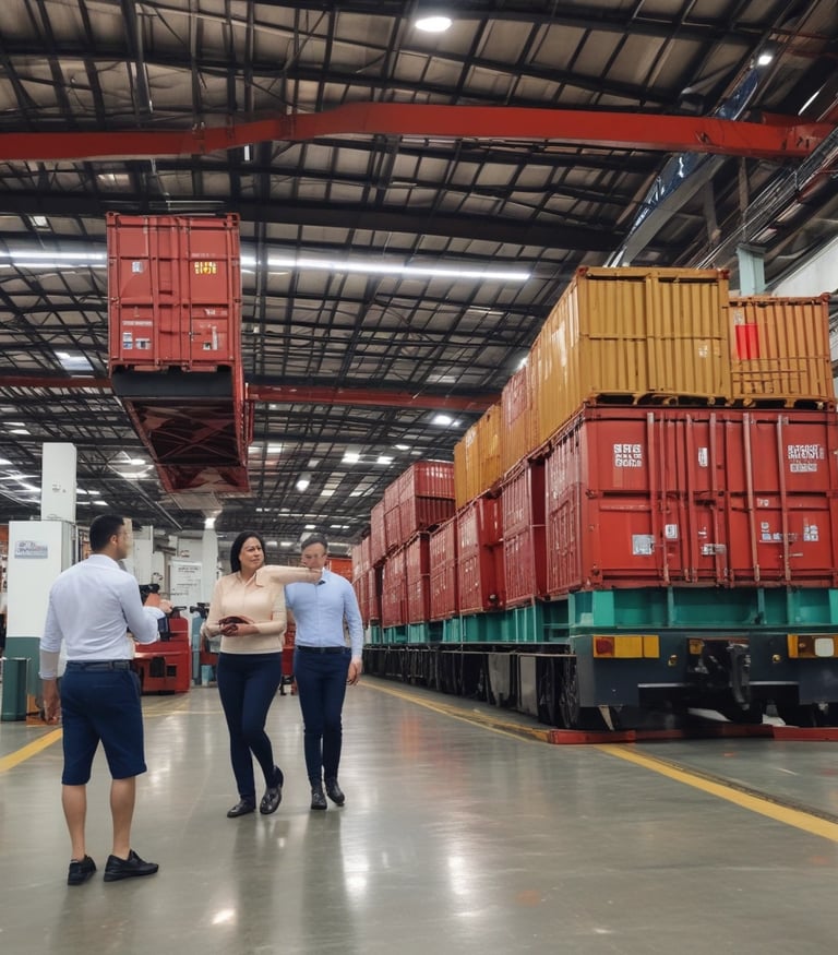 A modern office space with a map highlighting connections between China and Latin America.