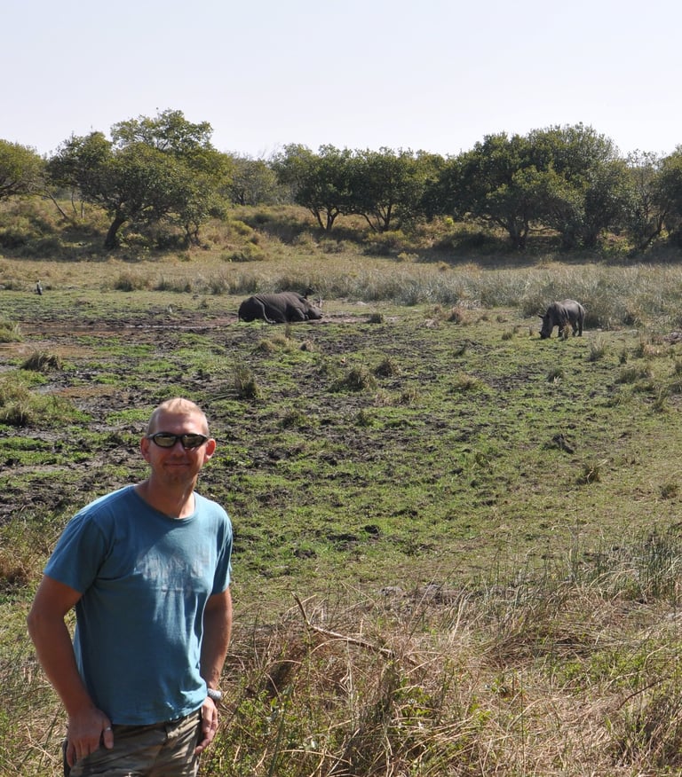 rino in the Isimangaliso wetland park, St Lucia, South Africa