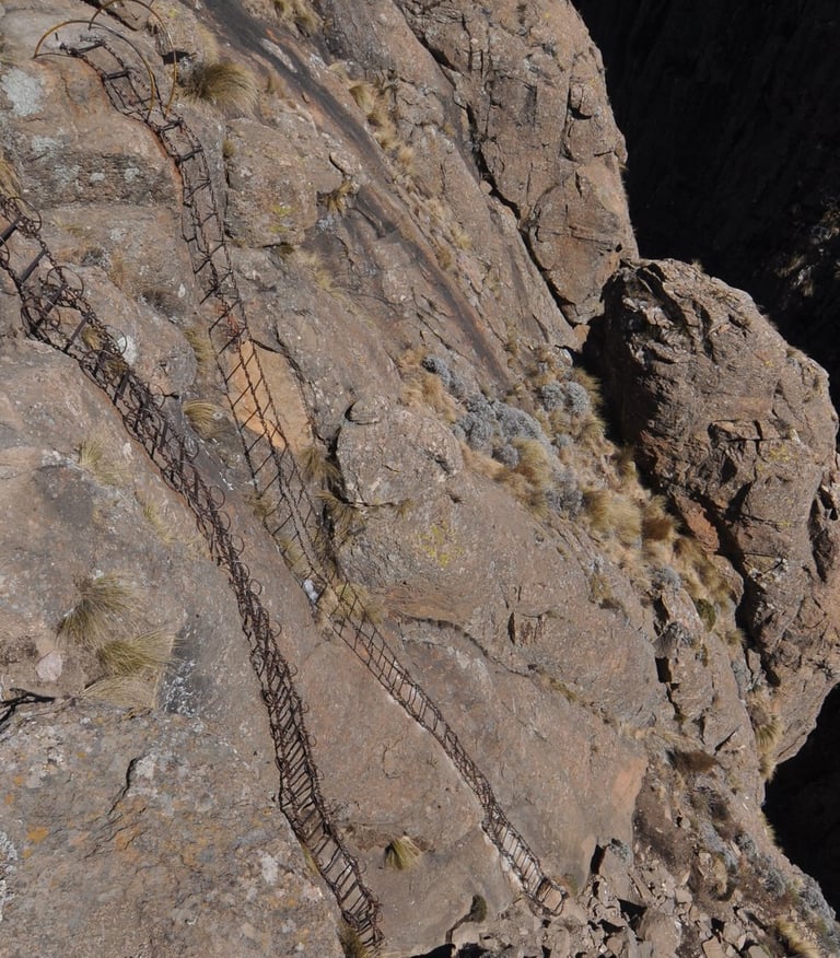 The chain ladder ascent, Sentinel Peak, Drakensberg mountains, South Africa.