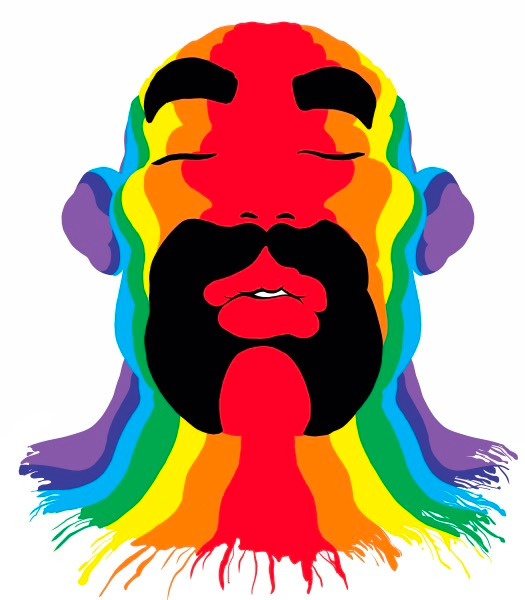 Bearded man rainbow art print by Alx