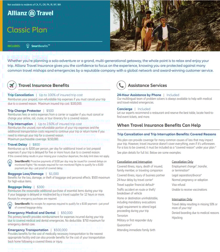 Allianz Classic Plan Description - other plans are avaialble. 