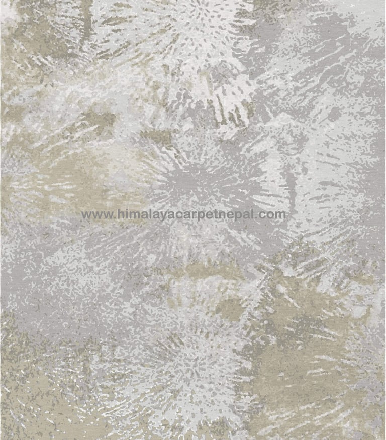 Custom Rugs - Gradient abstract hand-knotted rug with explosive floral design