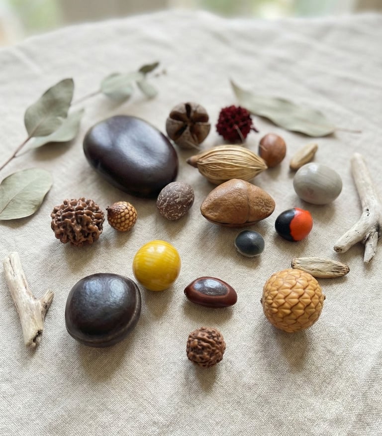 matières signature – bijoux inspirés des îles – bois graines coquillages