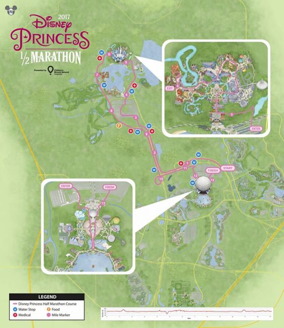 2017 runDisney Princess Half Marathon Weekend Half Marathon Course Map