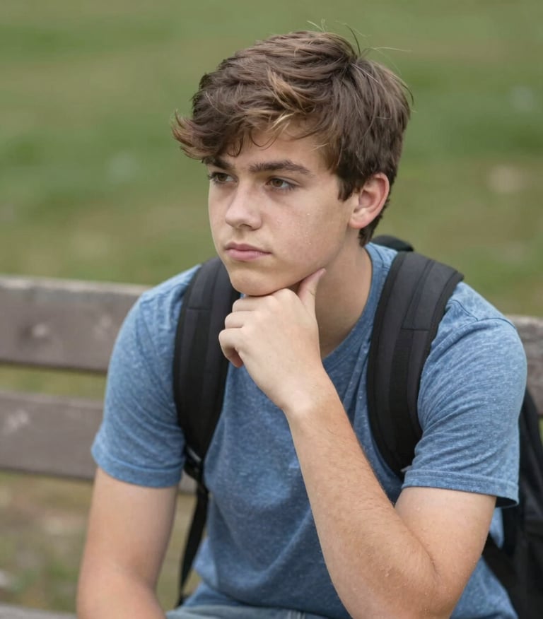 A teenager engaging in a social skills workshop with warm lighting.