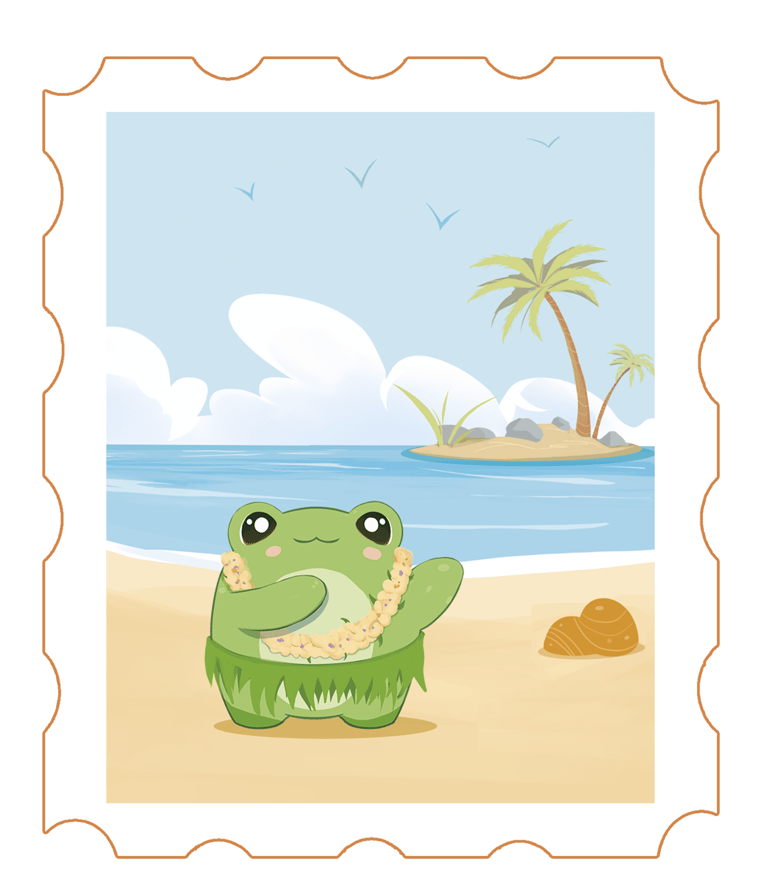 Stickers timbre grenouille kawaii