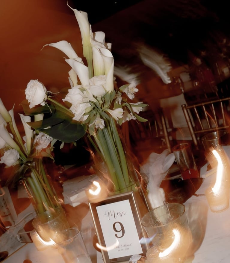 Decoración centros de mesa diseño floral Amor de Flores