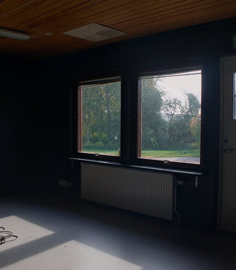 Foto inifrån som visar den pågående renoveringen av förskolan Långagård i Moheda