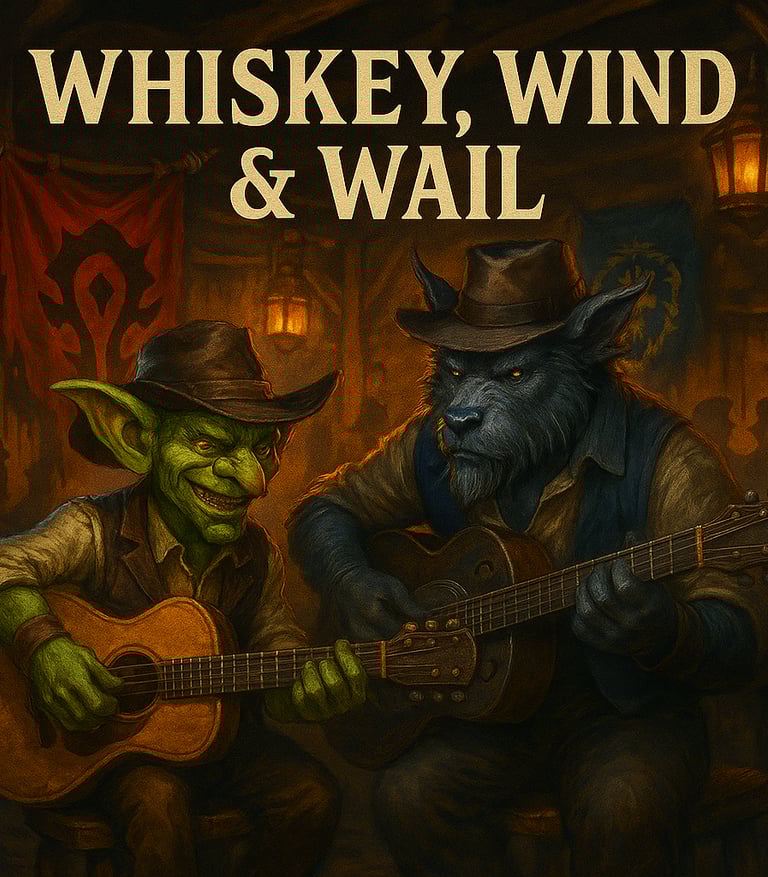 a man playing guitar and a woman playing guitar, world of warcraft, wow, music