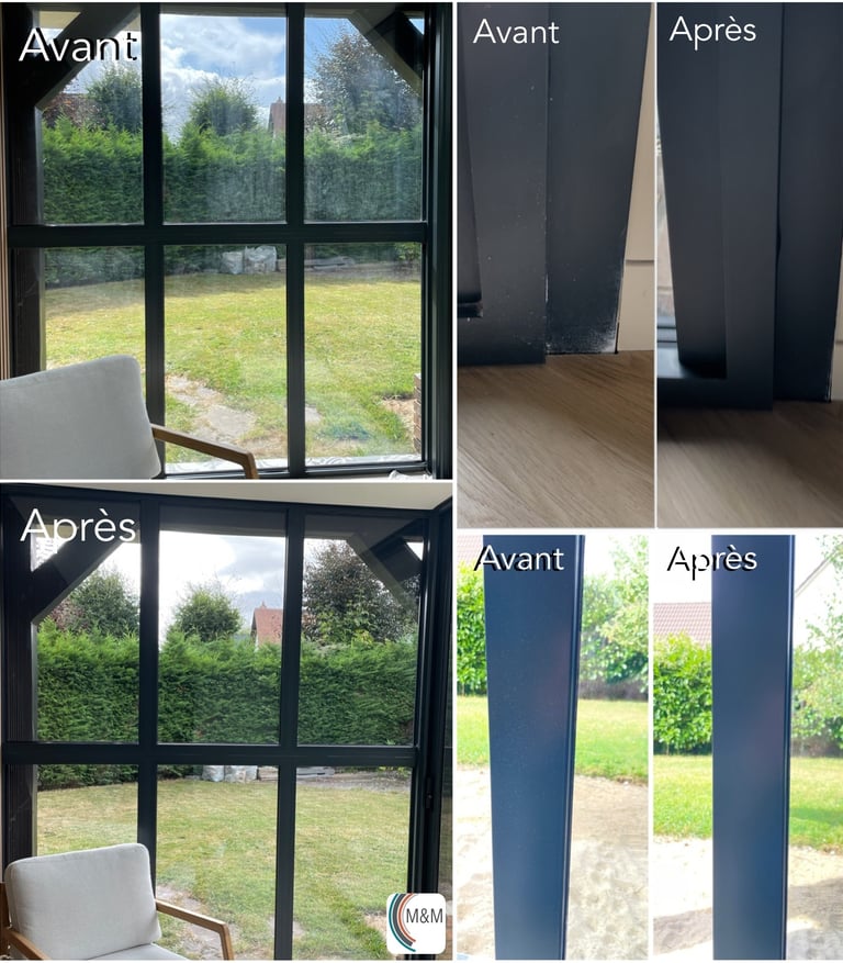 Avant après remise en état d'une verrière véranda Mesnil esnard M&M