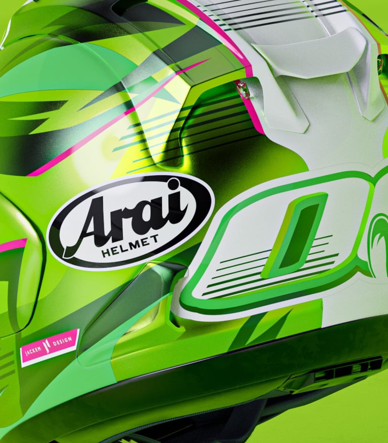 Helmet design SP Tadao green with eye graphic