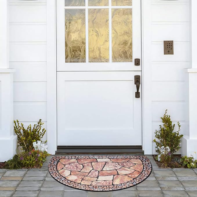 MANO Front Door Mat with cobble design, non-slip rubber backing, and heavy-duty durability 