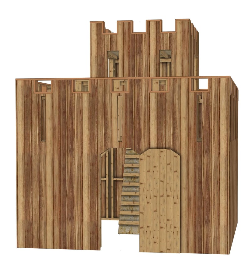 Cabane en bois pour enfant en forme de château fort