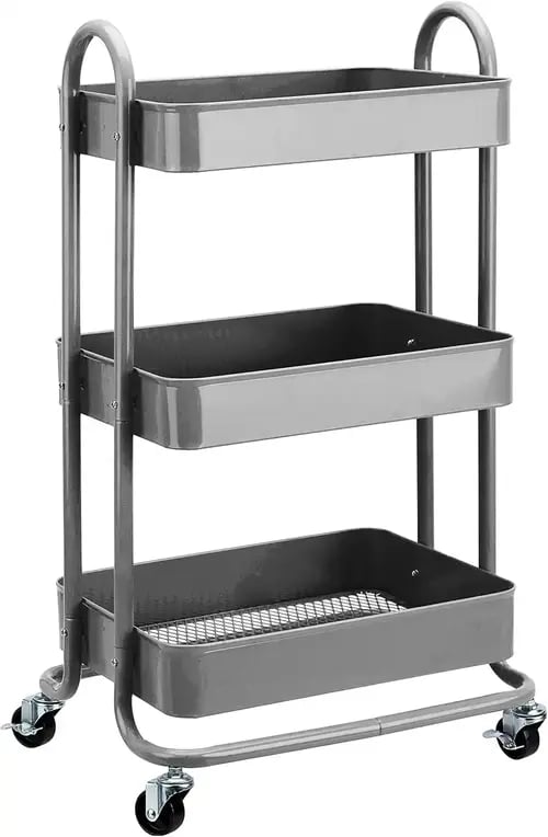 Chariot de rangement à 3 niveaux pour la cuisine ou la buanderie avec roulettes