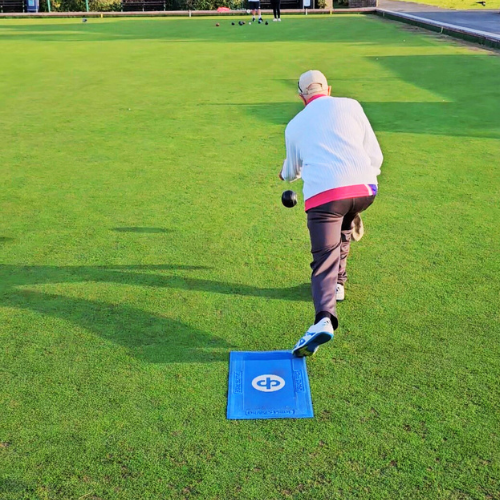 Porthcawl Bowls Club player playing bowls