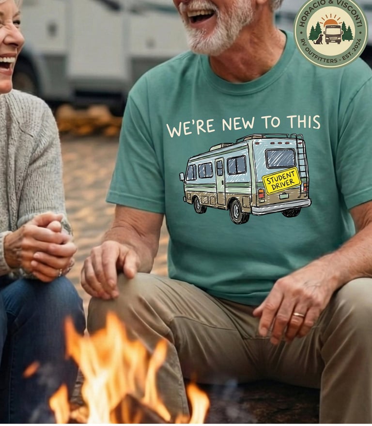 We're New to This funny RV camping shirt for new owners on Comfort Colors 1717 — Horacio & Visconti