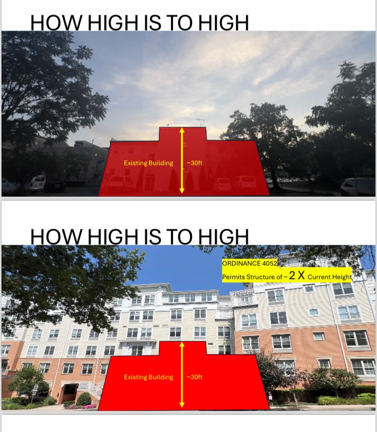 Height comparison of current building to Kensington Assisted Living Building