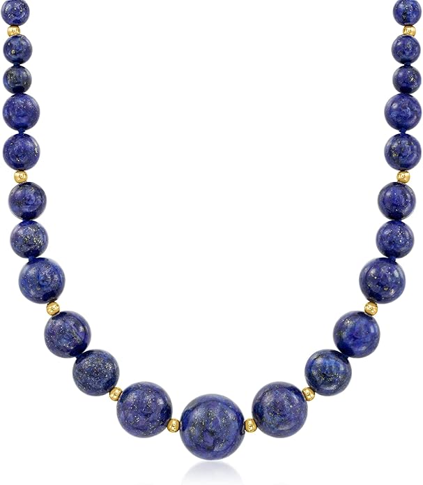 Jewelry for Black Dress Lapis Bead Graduated Necklace With 14kt Yellow Gold Spacers. Ross-Simons 