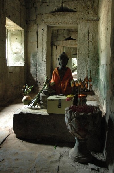 Tracey Billington at the Temple of Bayon Angkor, Siem Reap, Cambodia