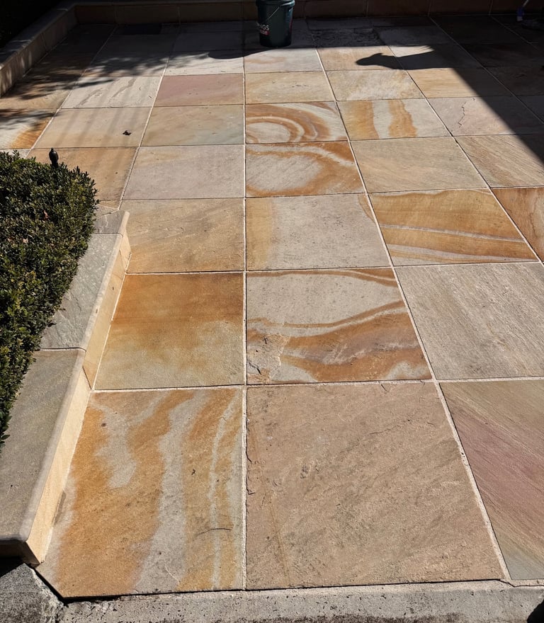 algae and mould removed sandstone tiled floor