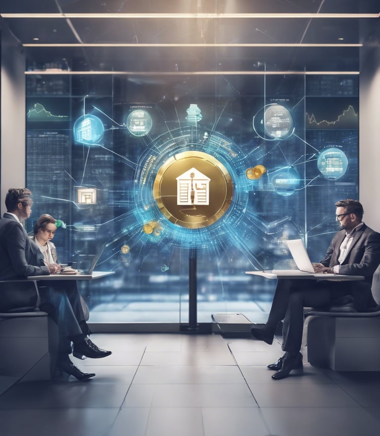 a group of people standing around a computer screen