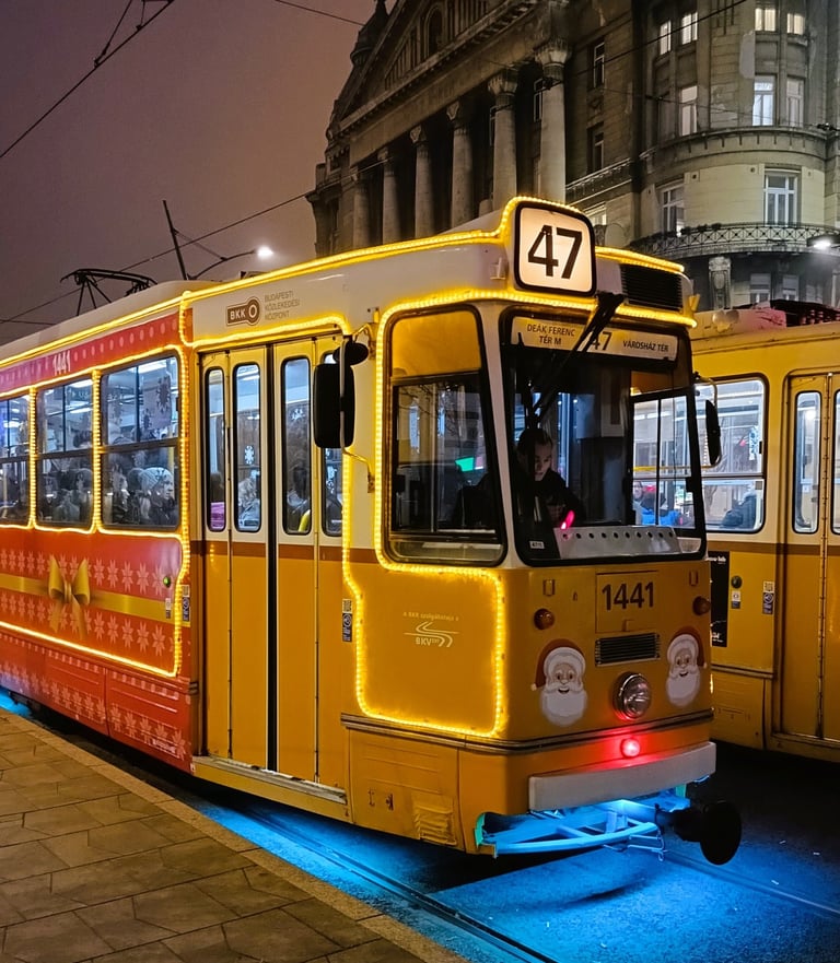 Świąteczny tramwaj 47 w Budapeszcie