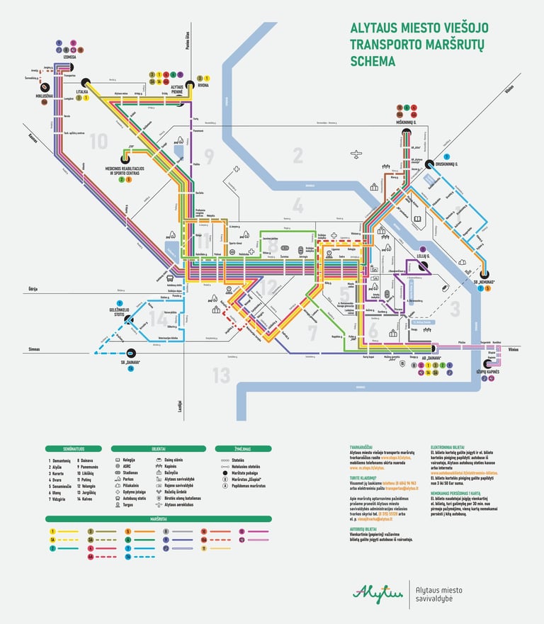 Maršrutų schema Alytuje