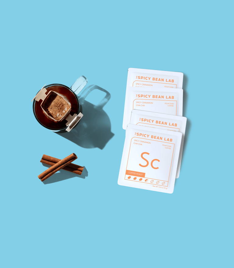 The Spicy Beans Lab's Spicy Cinnamon Cha Cha single serve pour over coffee