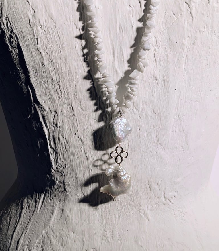 collana capri perle scaramazze e Agata bianca 