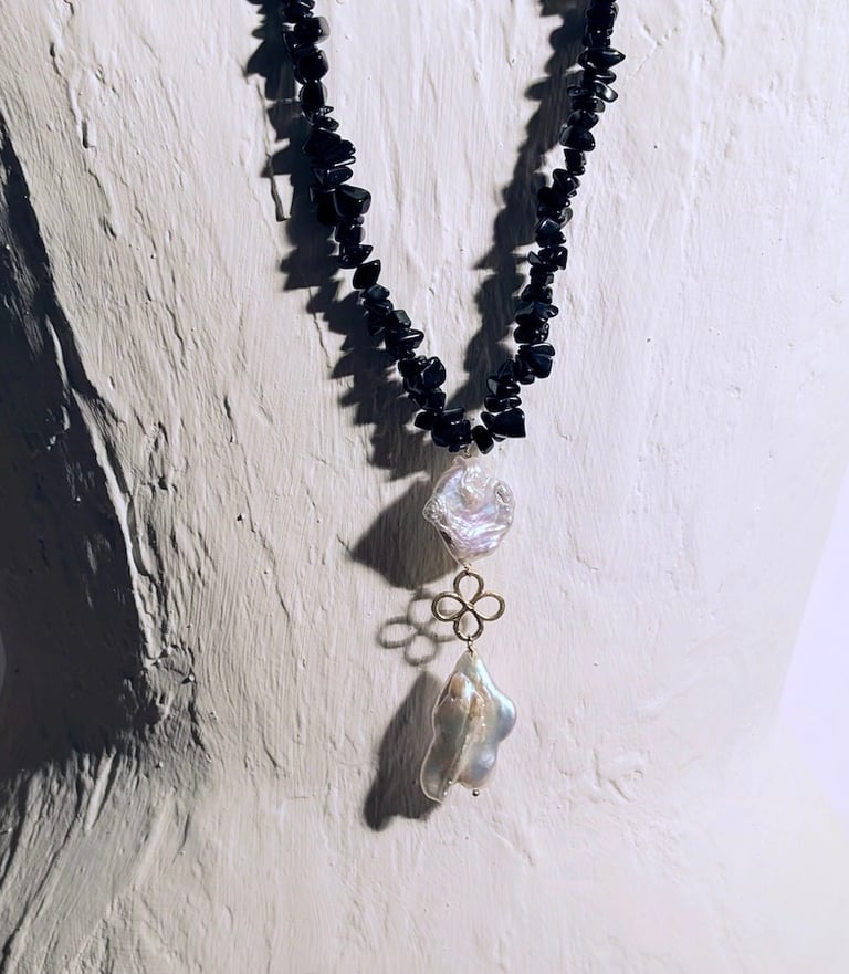 collana capri perle scaramazze e onice nero