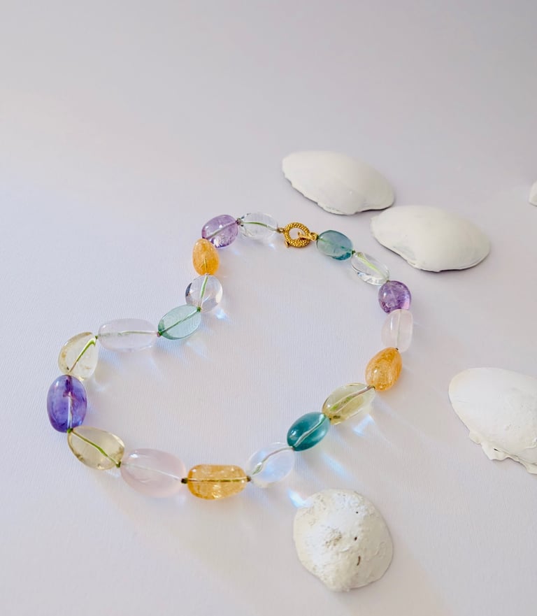 gioielli Particolari collana Pitre dure ametista quarzo citrino quarzi colorati Bon Bon