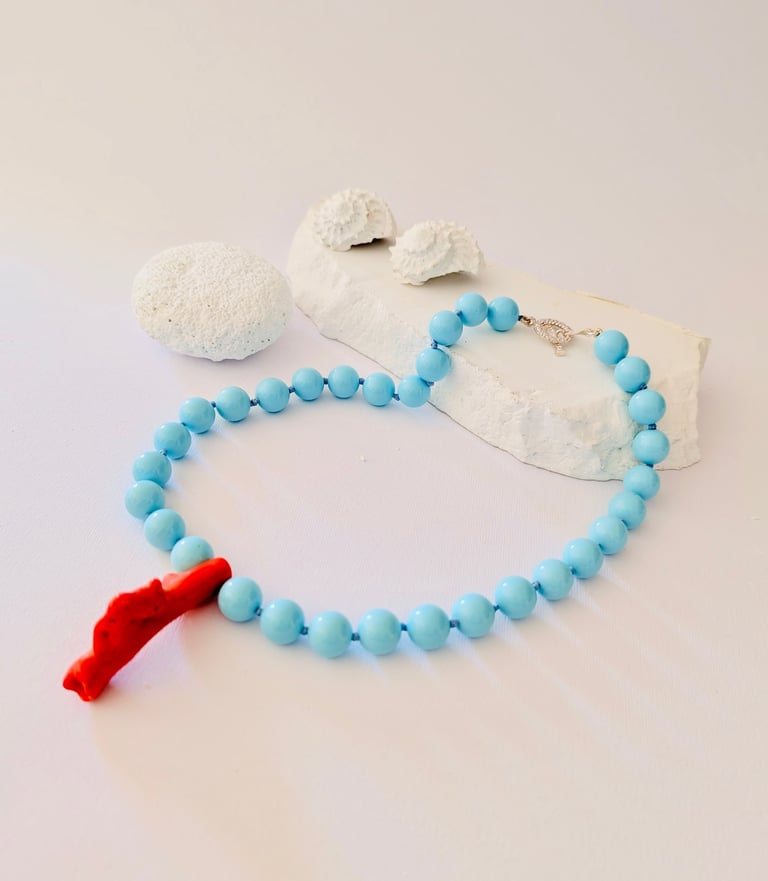 Amalfi Gioielli Collana corallo naturale e turchese modello Montecristo