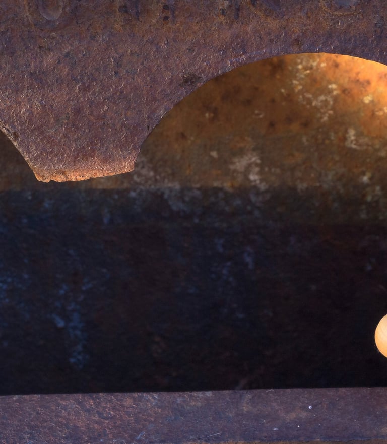 Night scene with an imaginary archway and a wooden Viking warrior toy.