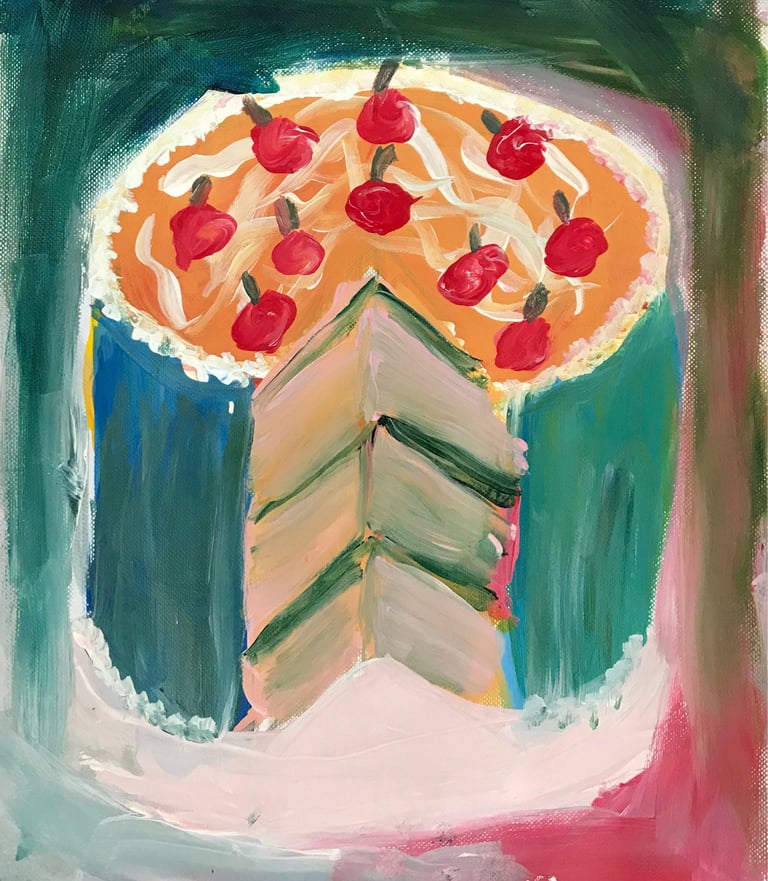 painting of a decorative cake