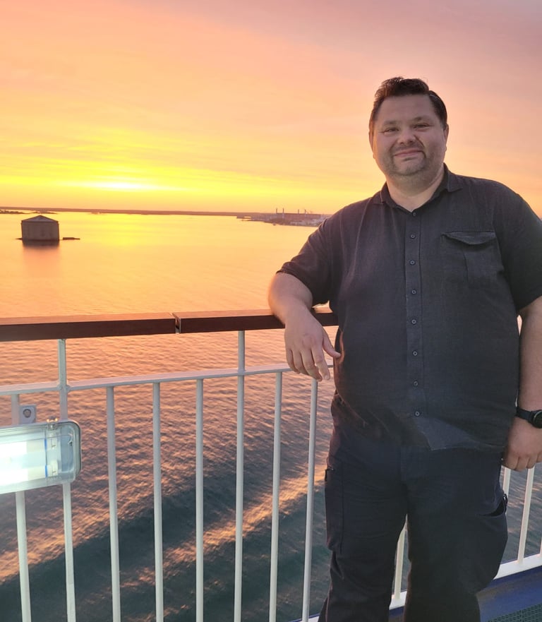 Stas na promie do Szwecji, zachód słońca