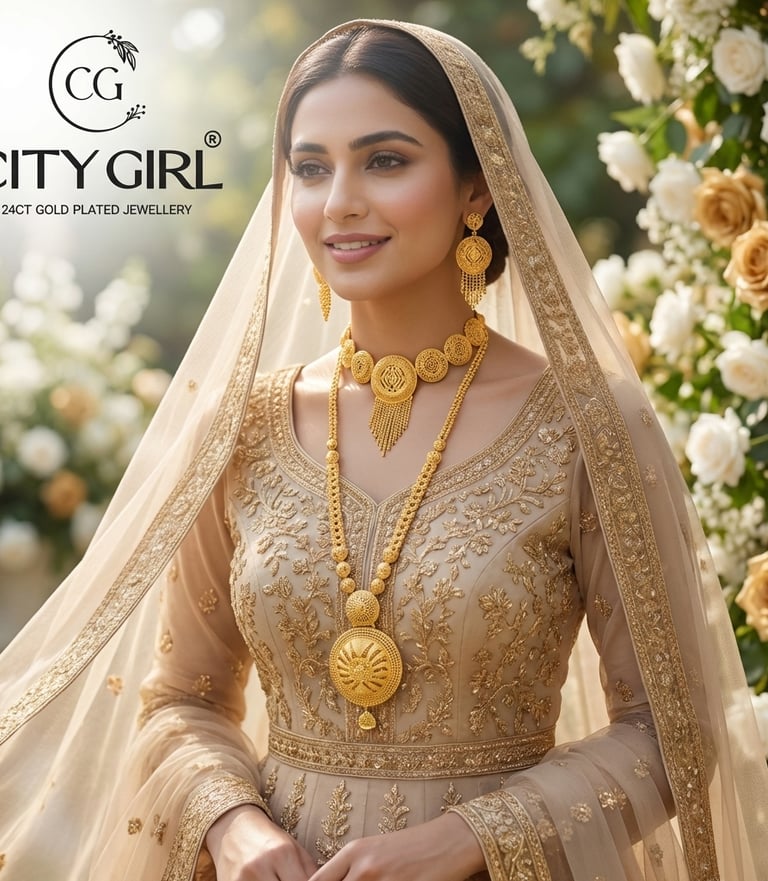 City Girl Jewellery 18K gold-plated bridal necklace set — handcrafted custom Indian bridal wear 