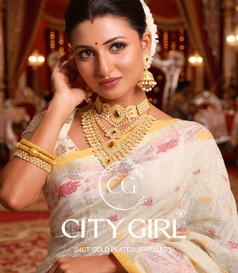 18K gold-plated Kundan necklace Indian bridal collection—handcrafted bridal wear City Girl Jewellery