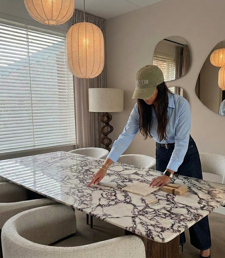 Diseño de comedor en Calacatta Viola