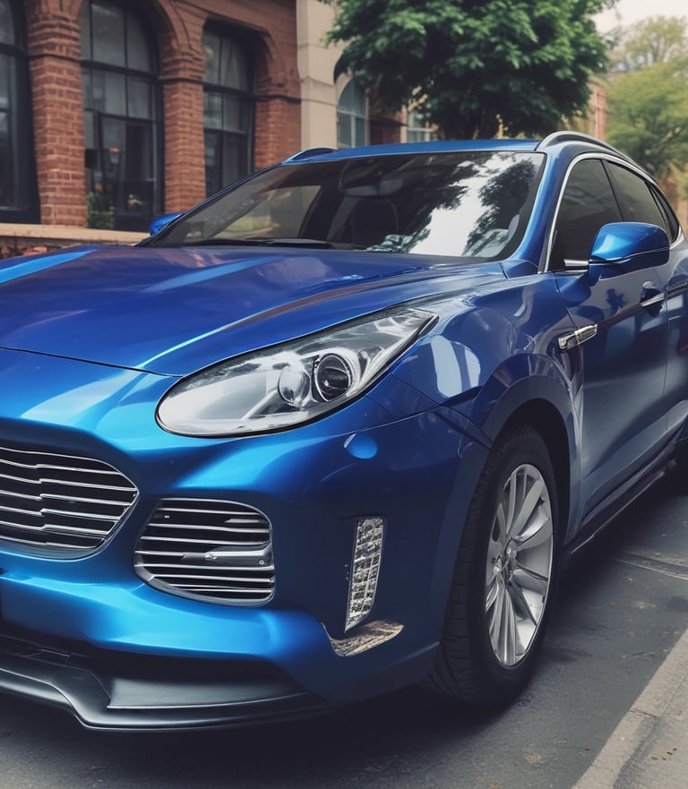 A professional mobile detailer cleaning a shiny car exterior in a busy Boston street.