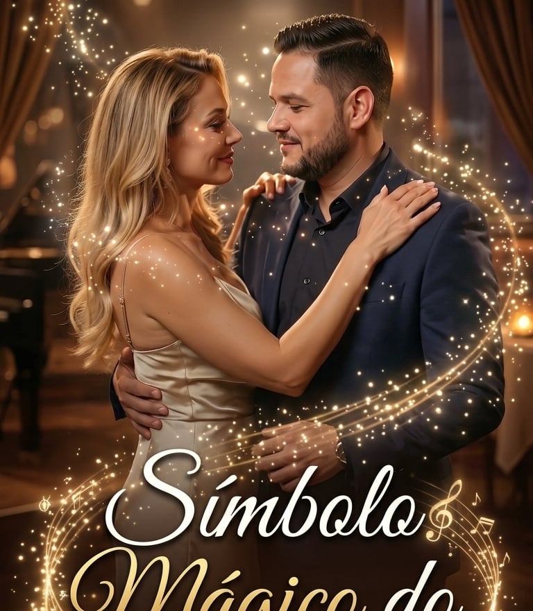 A romantic couple dancing in a ballroom for Mauzi Símbolo Mágico do Amor music poster.